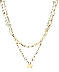 Adornia Gold Layered Heart Paperclip Chain Necklace Set