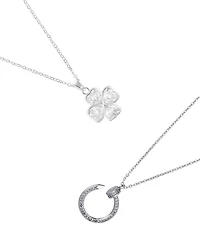 Adornia Silver 2-Piece Clover and Nail Pendant Necklace Set