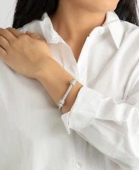 Adornia Silver 2-Piece Chunky Crystal Curb Chain and Cuff Bracelet Set