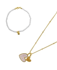 Adornia Pearl Gold 2-Piece Heart Set