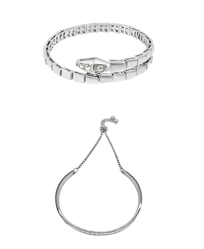 Adornia Silver 2-Piece Snake and Cuff Bolo Bracelet Set