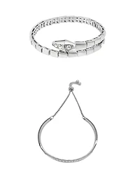 Adornia Silver 2-Piece Snake and Cuff Bolo Bracelet Set