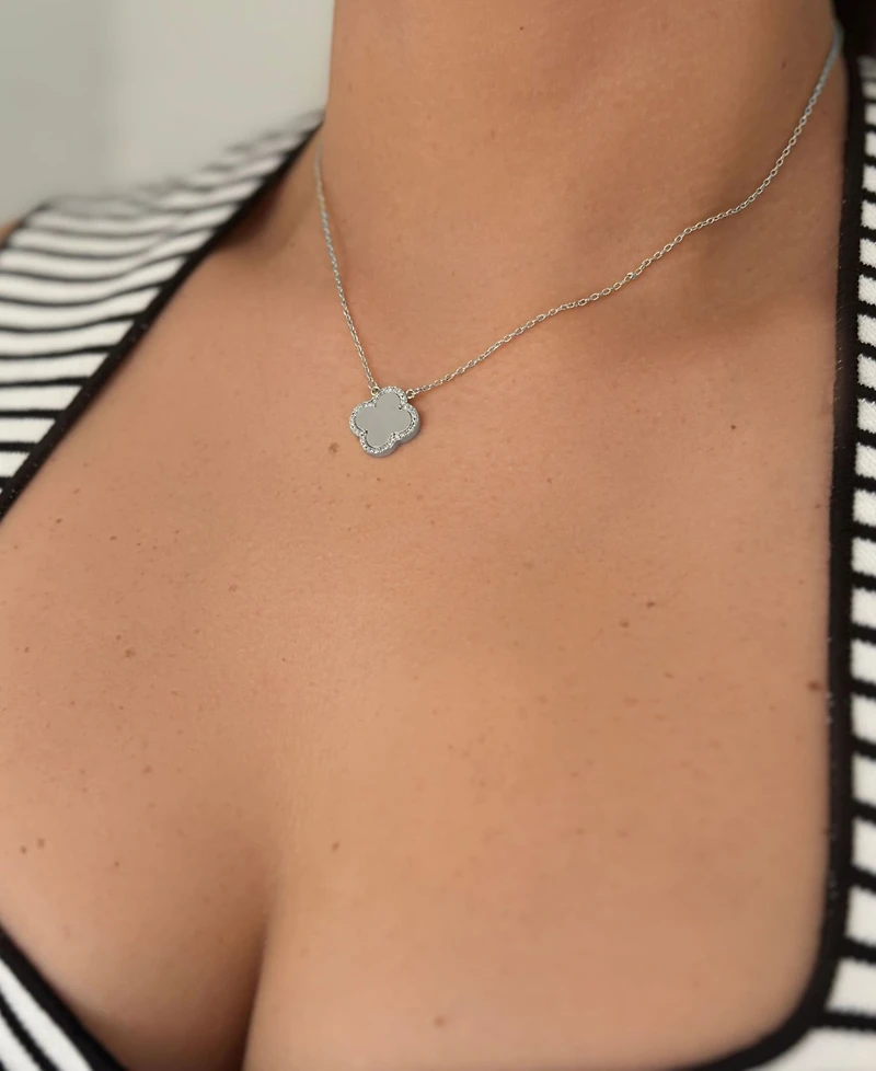 Adornia Silver2-Piece Halo Clover Necklace and Bracelet Set