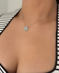 Adornia Silver2-Piece Halo Clover Necklace and Bracelet Set