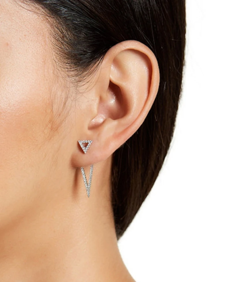 Adornia Cz Silver 2-Piece Jacket and Hoop Earring Set