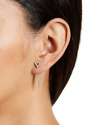 Adornia Cz Silver 2-Piece Jacket and Hoop Earring Set