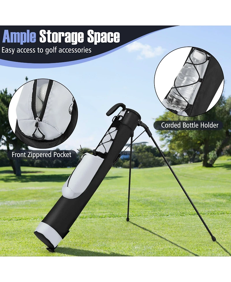 Gymax Lightweight Golf Stand Bag Par 3 and Executive Courses Carry Shoulder Strap