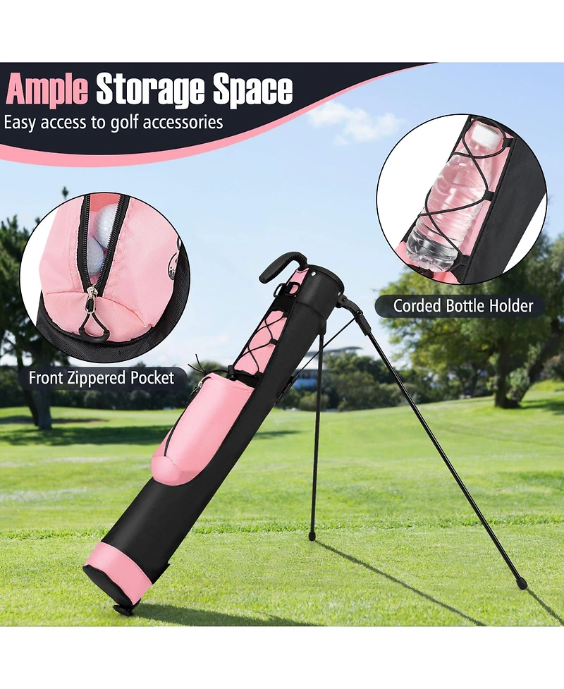 Gymax Lightweight Golf Stand Bag Par 3 and Executive Courses Carry Shoulder Strap