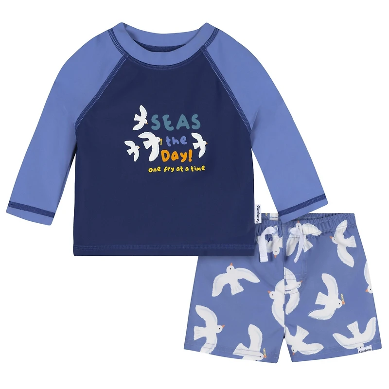 Gerber Baby Boy's 2-Piece Rash guard and Trunks Set