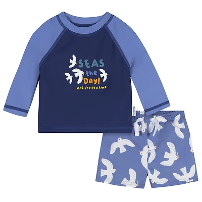 Gerber Baby Boy's 2-Piece Rash guard and Trunks Set