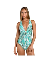 Sunshine 79 Women's Free Spirit V Plunge Halter One Piece