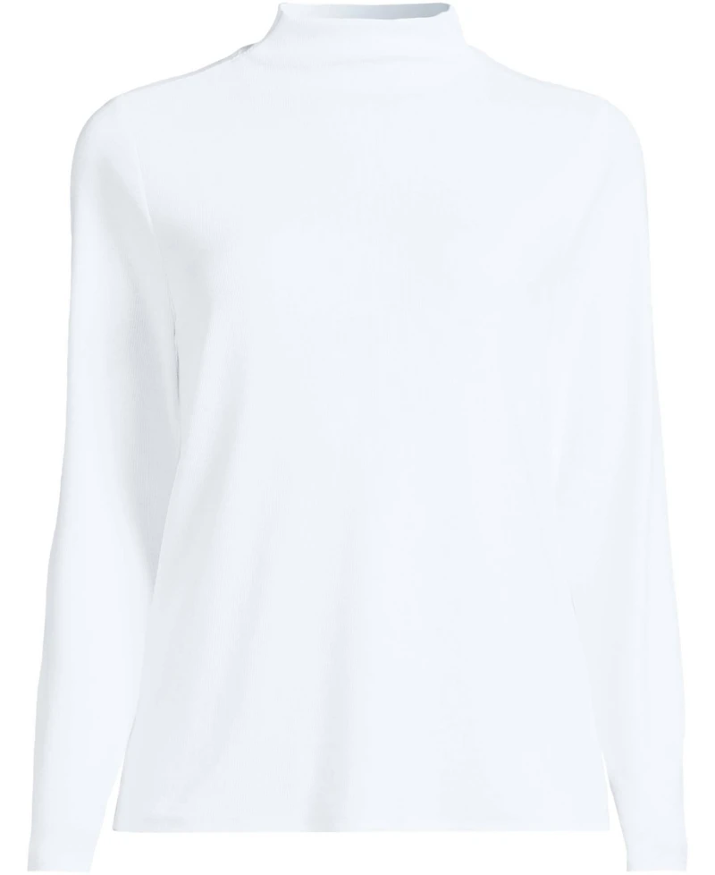 Lands' End Plus Drapey Rib Skimming Long Sleeve Mock Neck