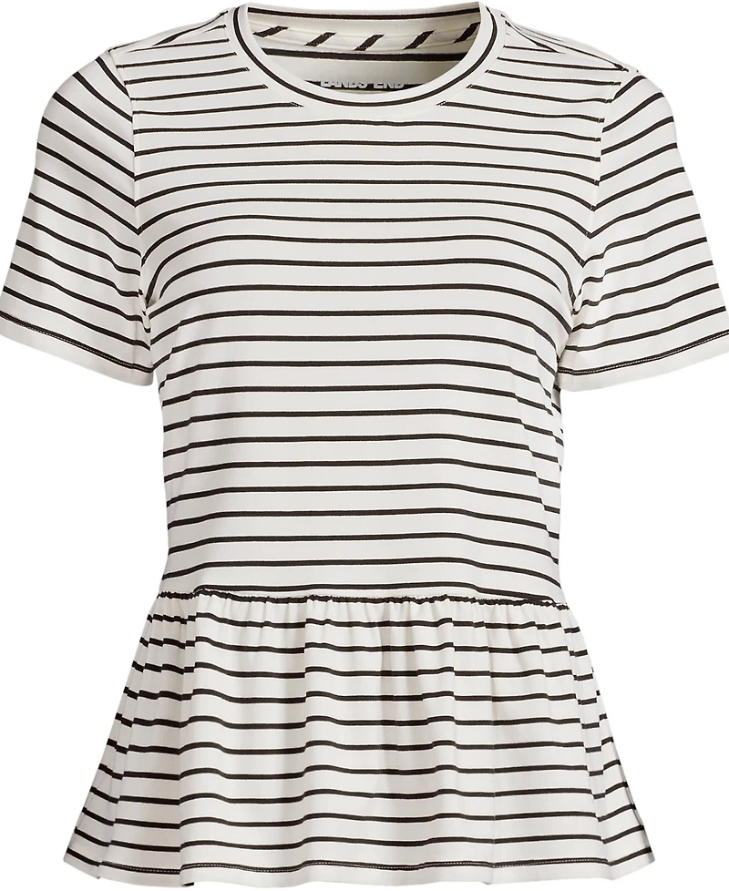 Lands' End Plus Short Sleeve Lightweight Jersey Crew Neck Peplum Tee