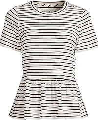 Lands' End Plus Short Sleeve Lightweight Jersey Crew Neck Peplum Tee