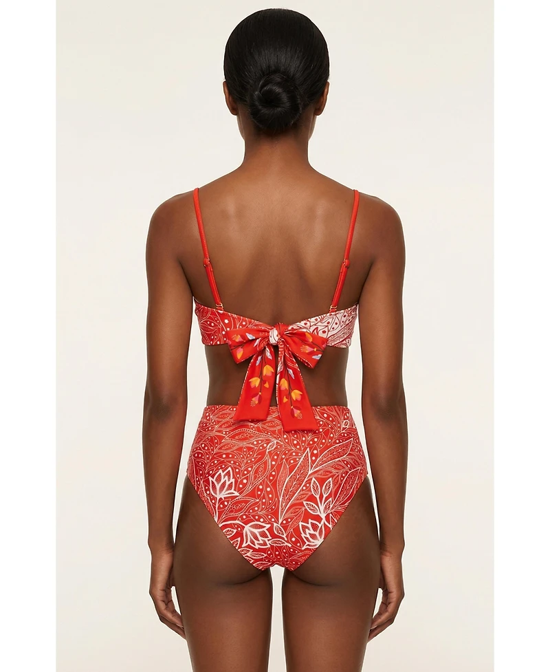 Jessie Zhao New York Women's Scarlet Bloom Reversible Square Bandeau Top