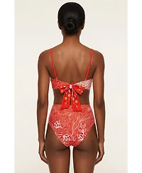 Jessie Zhao New York Women's Scarlet Bloom Reversible Square Bandeau Top