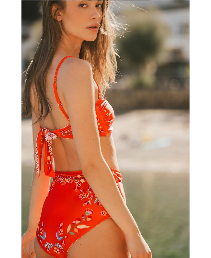 Jessie Zhao New York Women's Scarlet Bloom Reversible Bikini Bottom