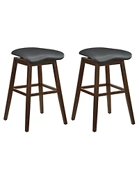 Gymax Set of 2 Swivel Bar Stools 31'' Bar Chairs w/ Padded Contoured Seat and Footrest