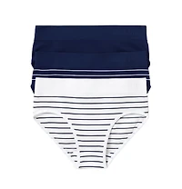 Lands' End Women's Lands Bikini Brief Cotton Comfort Seamless Basics 3 Pack Panties, Clay Bisque Pk, X-Large