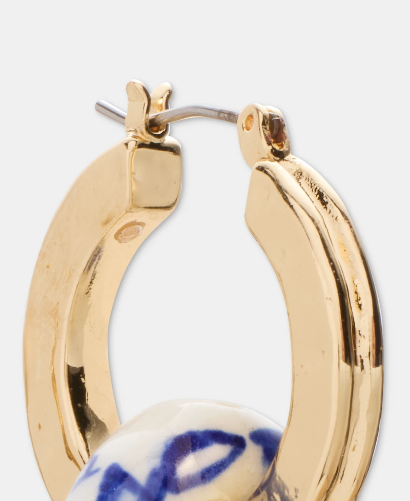 Style & Co Gold-Tone Ceramic Bead Hoop Earrings, Macy's Exclusive
