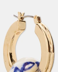 Style & Co Gold-Tone Ceramic Bead Hoop Earrings, Macy's Exclusive