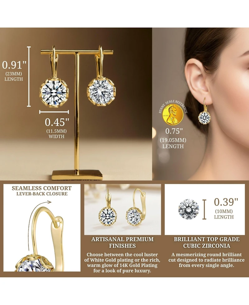 Modern Cubic Zirconia Solitaire Shimmering Drop Earrings