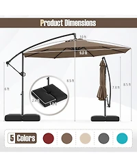 Sugift 10 ft Offset Hanging Patio Cantilever Umbrella with Tilt