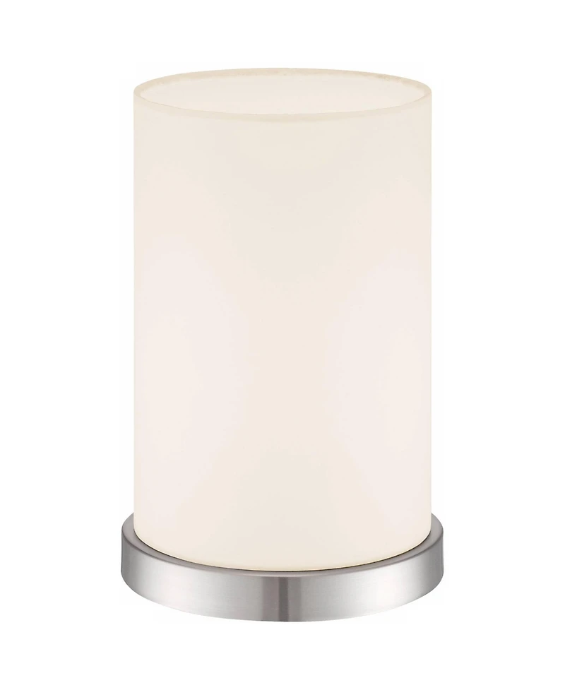 360 Lighting Modern Desk Table Lamp High Silver Metal Fabric Cylinder Shade for Bedroom Bedside Office