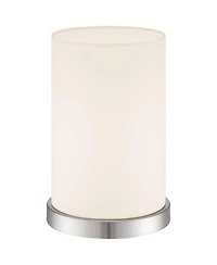 360 Lighting Modern Desk Table Lamp High Silver Metal Fabric Cylinder Shade for Bedroom Bedside Office