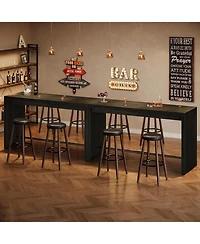 Tribesigns Bar Table, 63-Inch Modern Counter Height Pub Table with Metal Footrest, Rectangular High Bar Dining Table