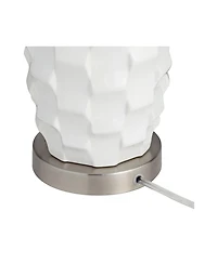 360 Lighting Modern Coastal Table Lamps 24 1/2" High Set of 2 Ceramic Led White Softback Drum Shade for Bedroom Living Room House Nightstand