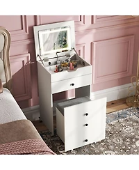 Sugift Small Vanity Desk Set with Flip Top Mirror and Lights