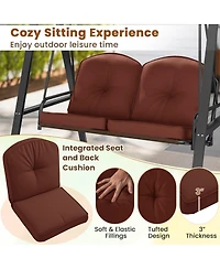 Sugift Two Person Outdoor Porch Swing with Metal Stand and Canopy