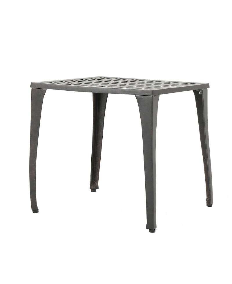 Clihome 18" Cast Aluminum Side Table Square Outdoor Accent End Table