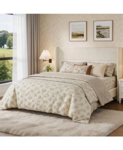 Homfan Upholstered Platform Bed Frame With Soft Headboard X2013 Reinforced Wooden Slats No Box Spring Needed