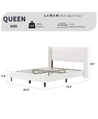 Homfan Upholstered Platform Bed Frame with Soft Headboard - Reinforced Wooden Slats