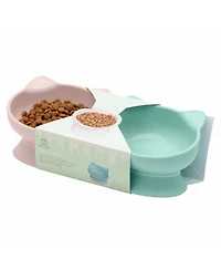 Aronkl Elevated Cat Food Water Bowls Set of 2 Whisker Friendly Raised Pedestal Dishwasher Safe 6.5 Oz