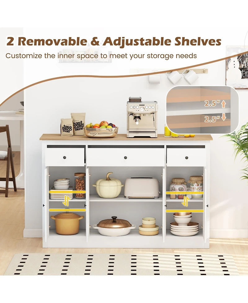 Sugift Large Buffet Sideboard Cabinet with Drawers and Wine Storage