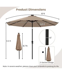 Sugift Solar Patio Umbrella with Flowing Led Lights and Tilt