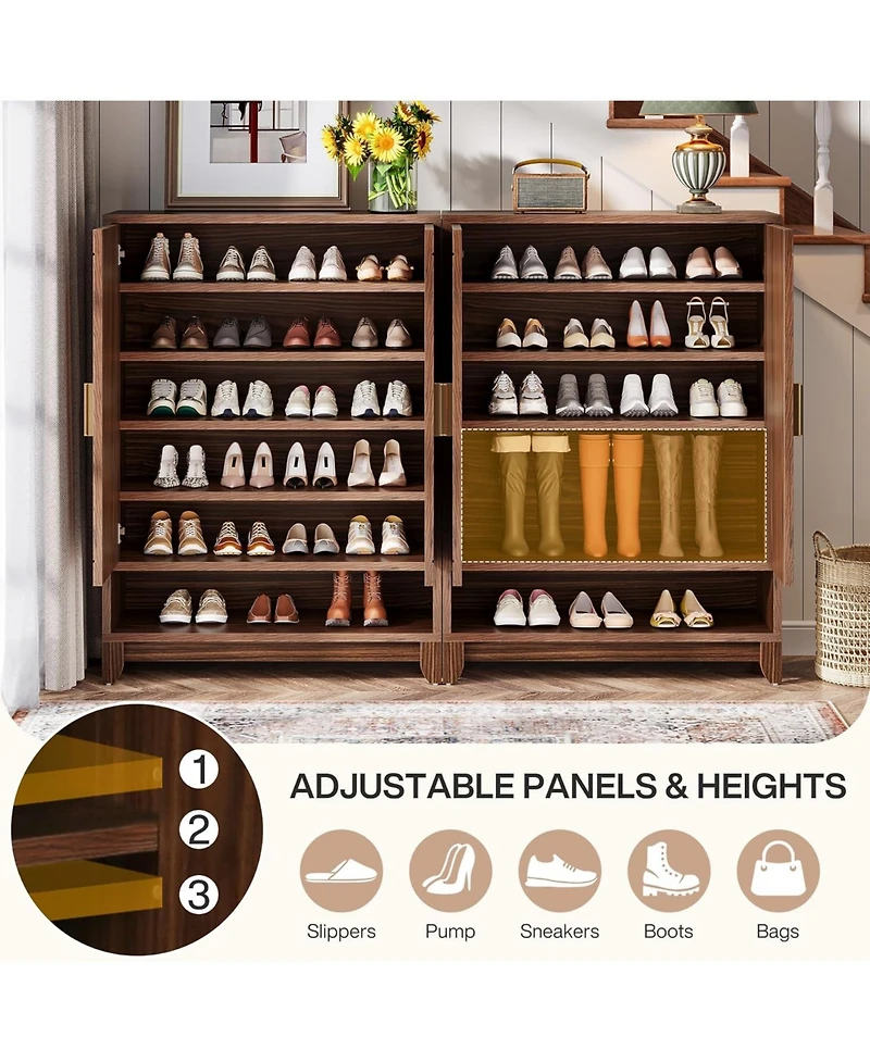 Tribesigns 6-Tier Wooden Shoe Cabinet with Doors, Freestanding Shoe Storage Organizer with Adjustable Shelves, Holds Up to 24 Pairs