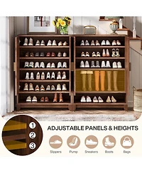 Tribesigns 6-Tier Wooden Shoe Cabinet with Doors, Freestanding Shoe Storage Organizer with Adjustable Shelves, Holds Up to 24 Pairs