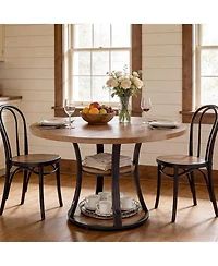 Tribesigns 3 Tier Round Dining Table for 24 39 Farmhouse Kitchen Table with Storage Space Saving Dinner Table
