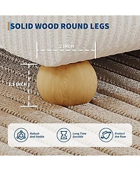 gaomon Cloud Bed Frame, Corduroy Upholstered Low Platform with Wood Legs