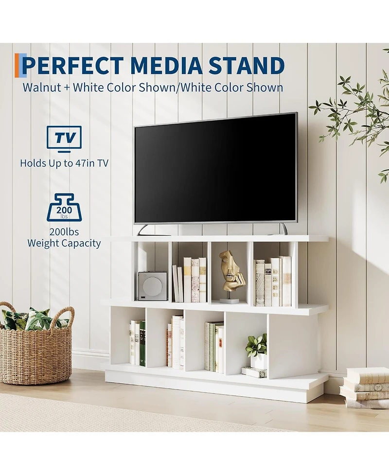 gaomon 8 Cube Wooden Low Bookshelf Tv Stand with Removable Backs