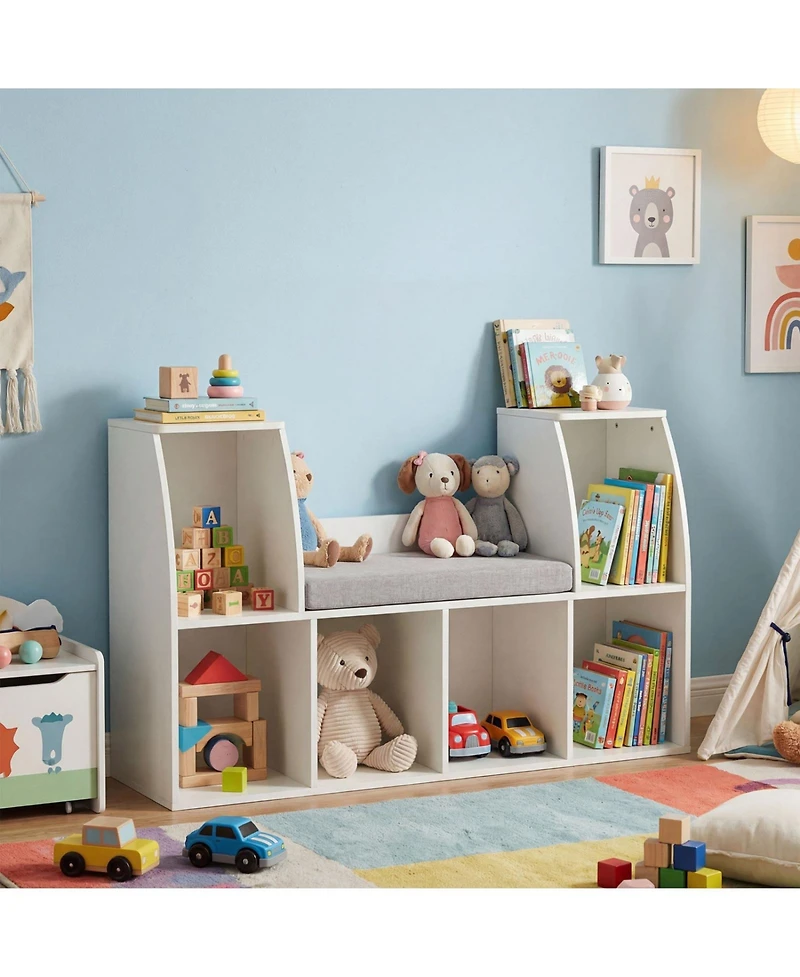 Sugift 40 in Kids Bookshelf with Reading Nook and Six Open Cubes