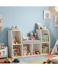 Sugift 40 in Kids Bookshelf with Reading Nook and Six Open Cubes