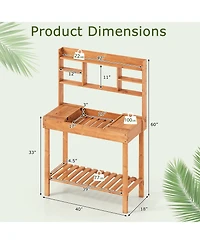 Sugift Wooden Potting Bench Garden Workstation with Open Shelves