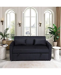 Maison Boucle Convertible Sleeper Sofa Bed with Pull-Out Bed, Adjustable Backrest & Pillows, Small Space Velvet Loveseat Couch-Maison Boucle