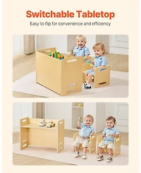 Sugift Montessori Weaning Table and Chair Set, Adjustable Height, Wooden for Toddler