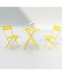 Clihome 3 Pieces Patio Bistro Balcony Metail Chair Table Set